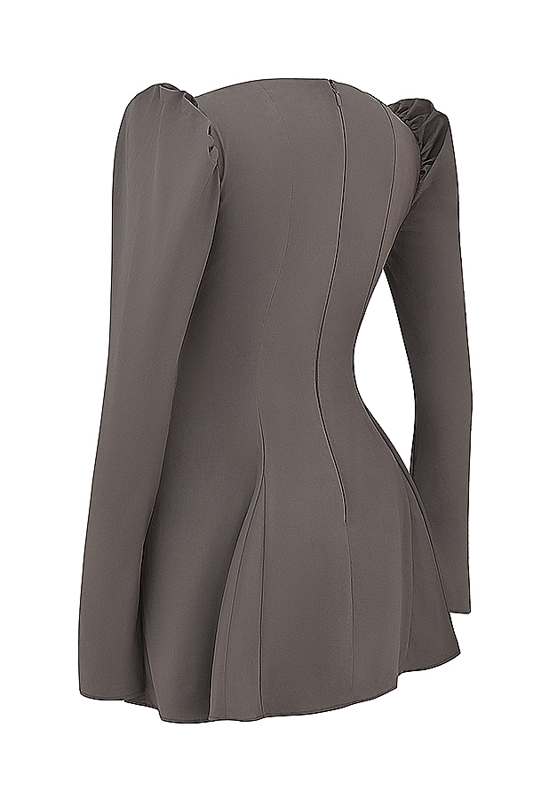 Carlina-Mocha Long Sleeve Mini Dress