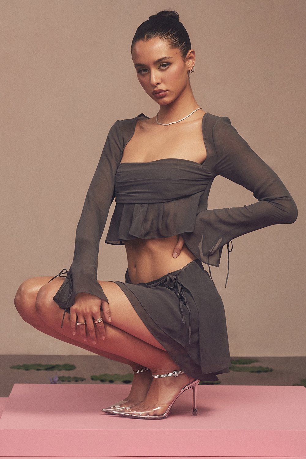 Athena-Shadow Long Sleeve Floaty Top