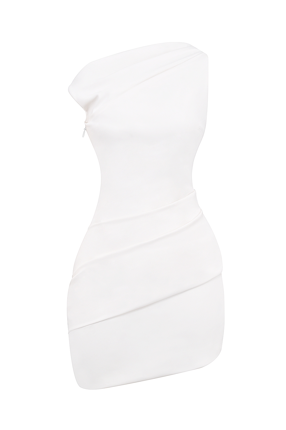 Artemides-White Off Shoulder Draped Mini Dress