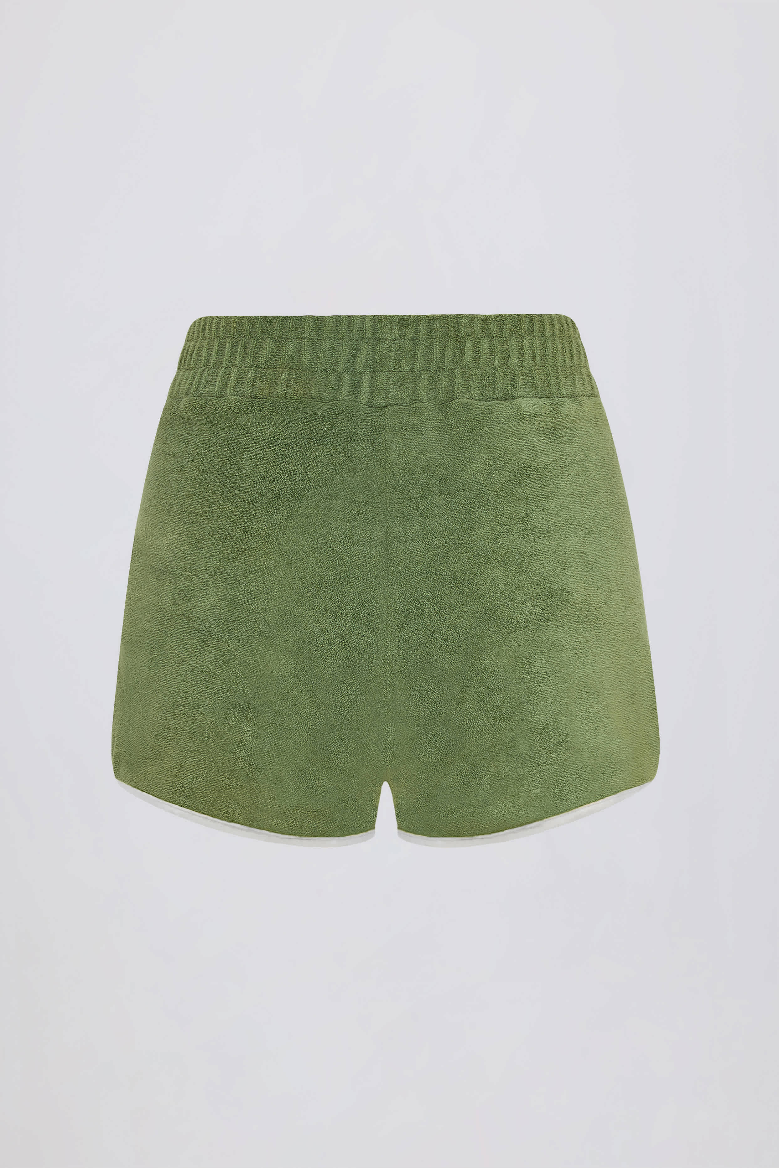 Terry Towelling Mid-Rise Shorts in Green