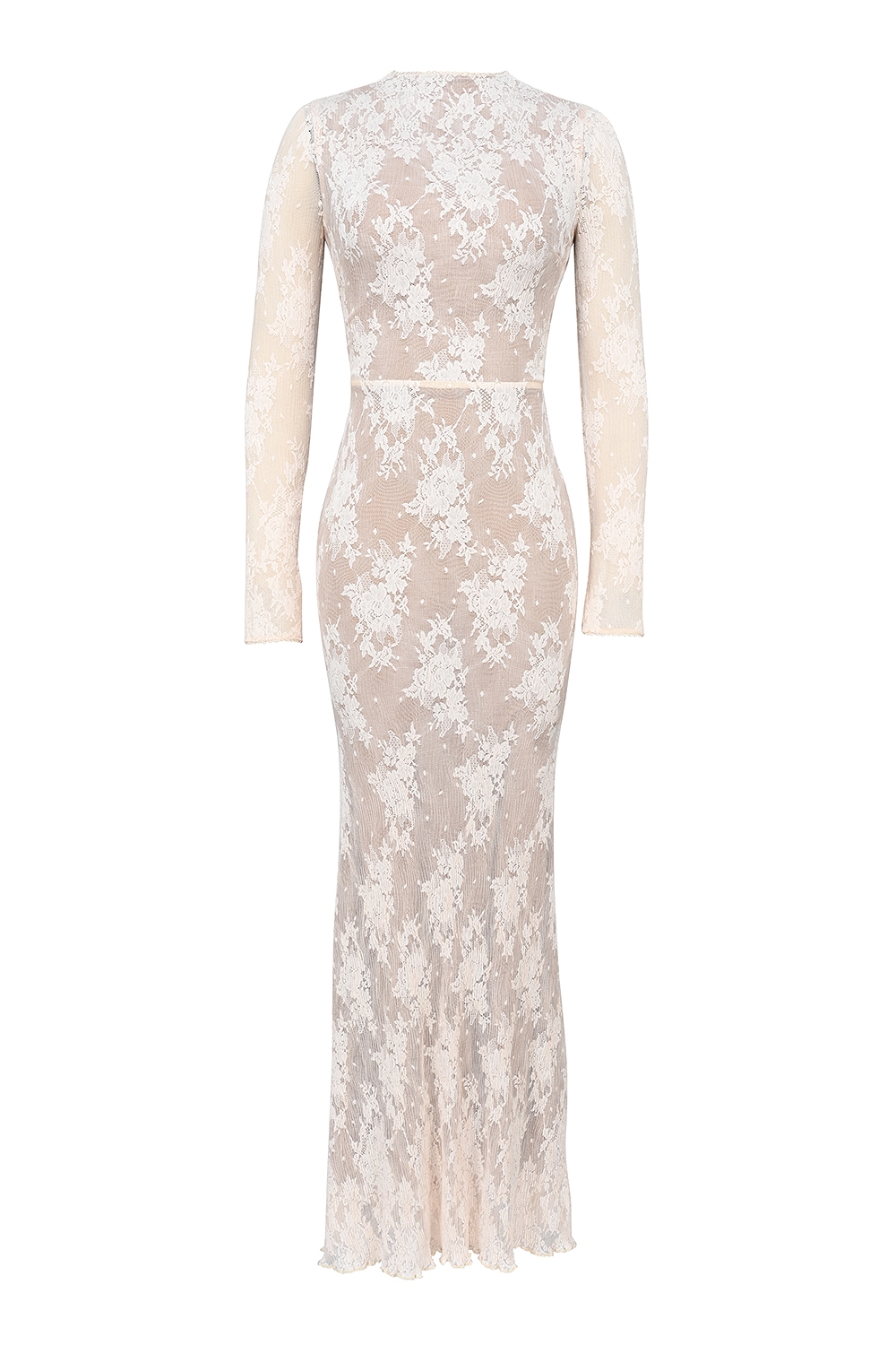 Isoline-Peach Lace Maxi Dress