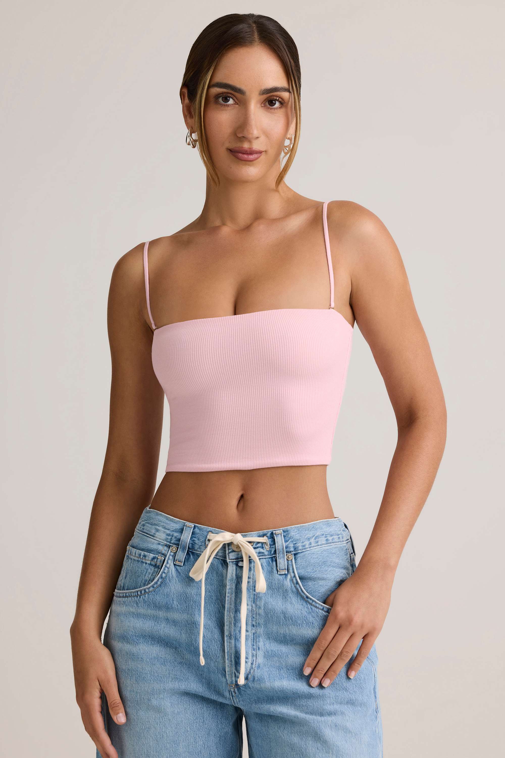 Verna-Modal Strapless Crop Top in Baby Pink