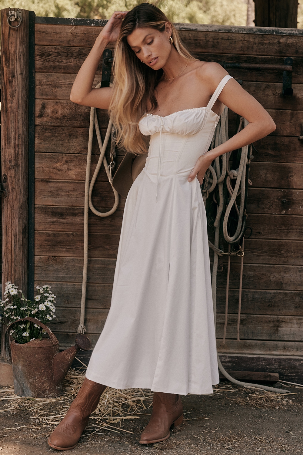 Carmen-White Bustier Sundress