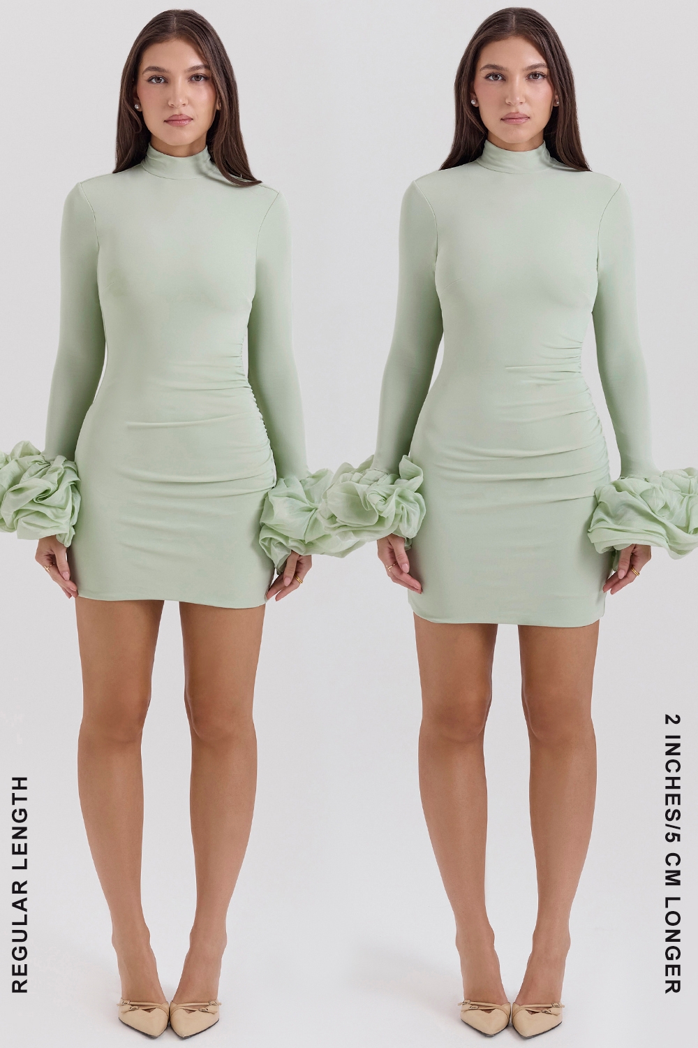 Camilla-Pistachio Ruffle Cuff Mini Dress - SALE