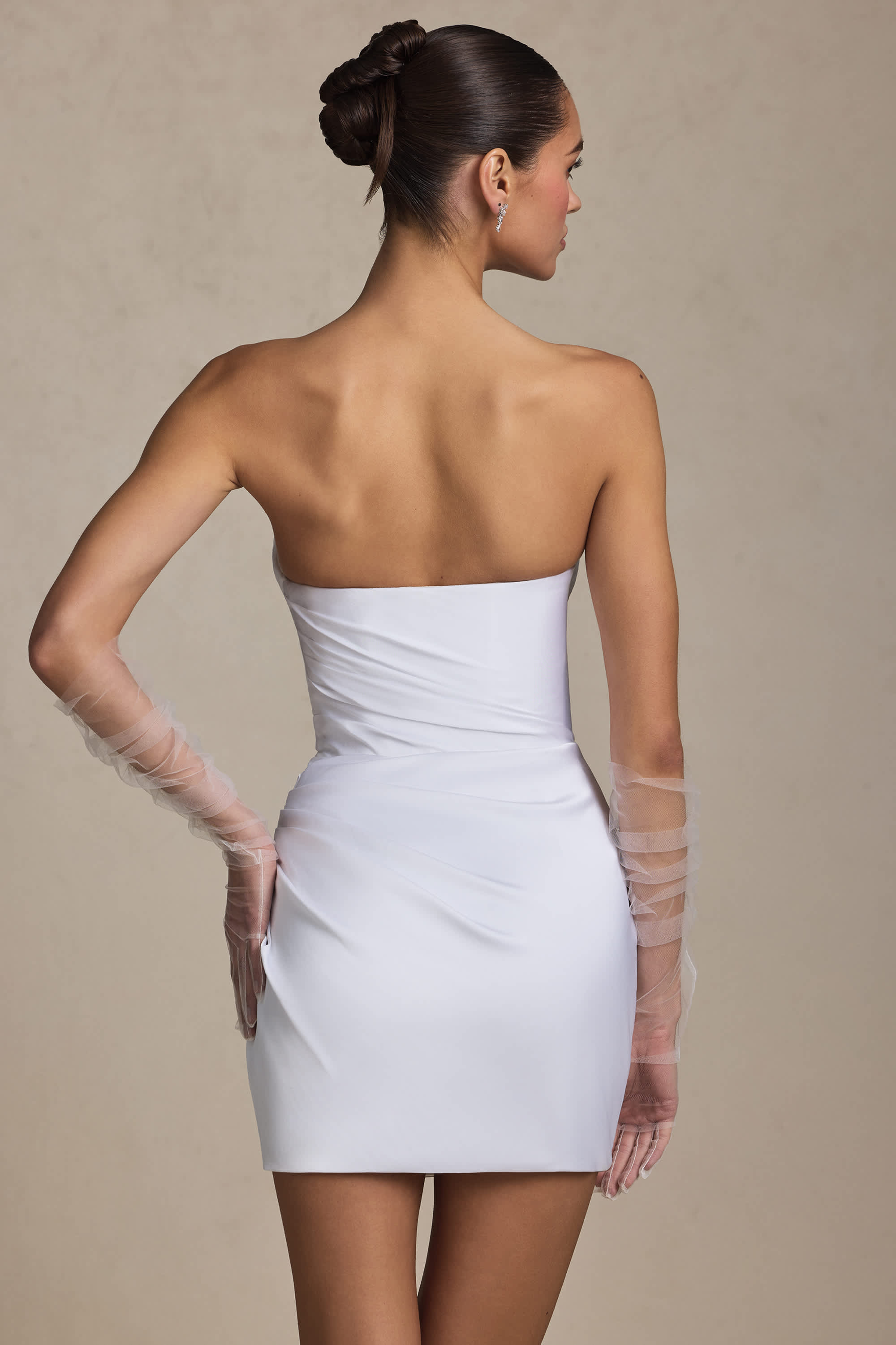 Tirza-Ruched Corset Mini Dress in White
