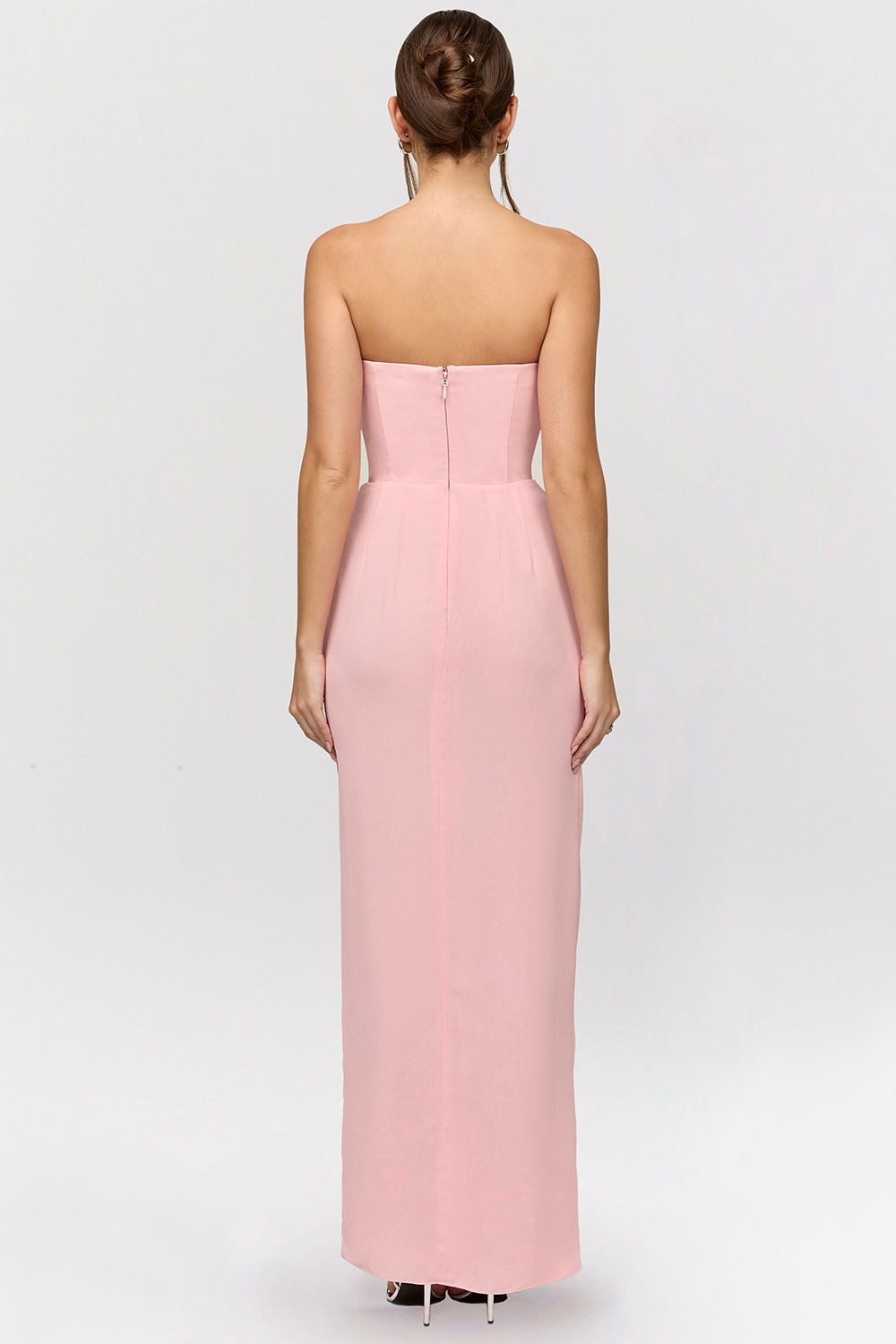 Adrienne-Pink Quartz Georgette Strapless Gown