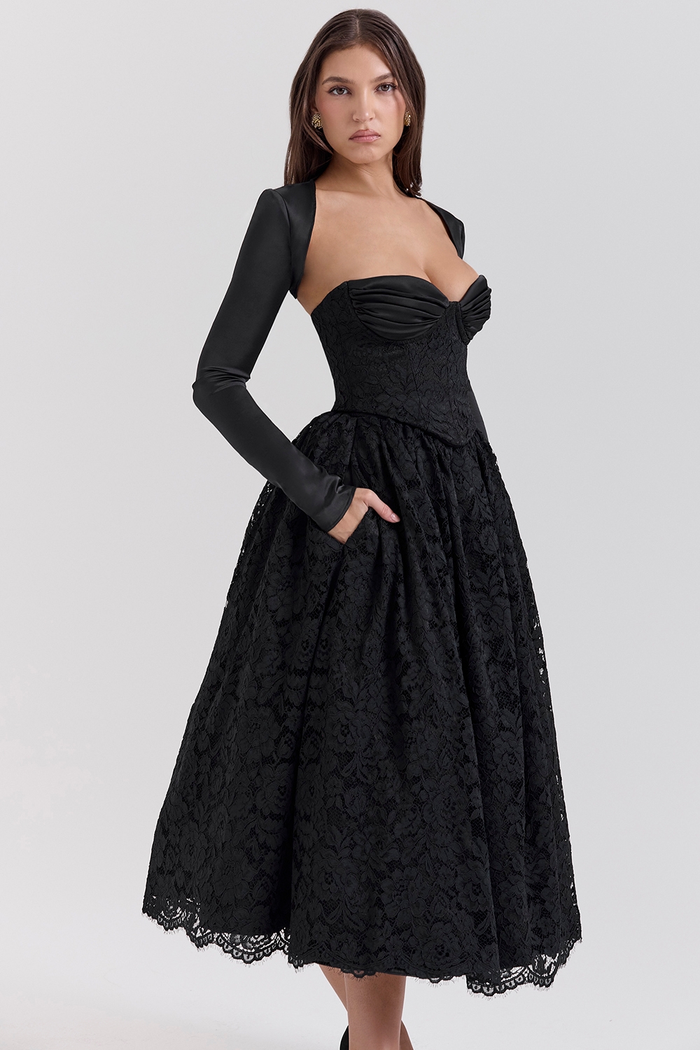 Duchess-Black Lace Corset, Skirt and Bolero - SALE