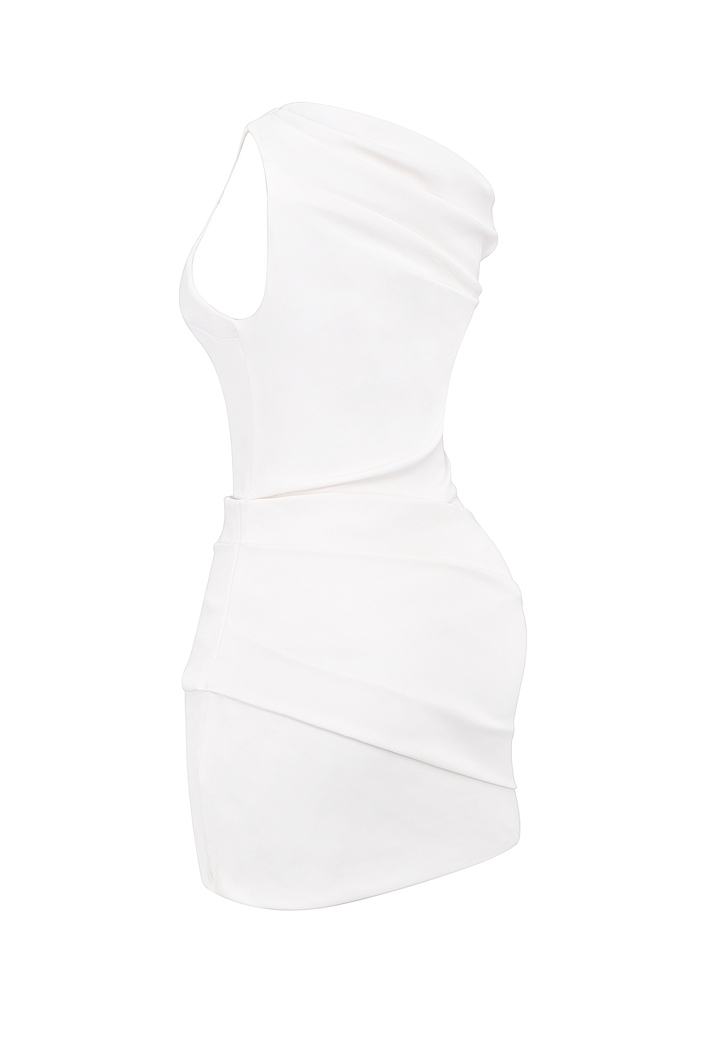 Artemides-White Off Shoulder Draped Mini Dress