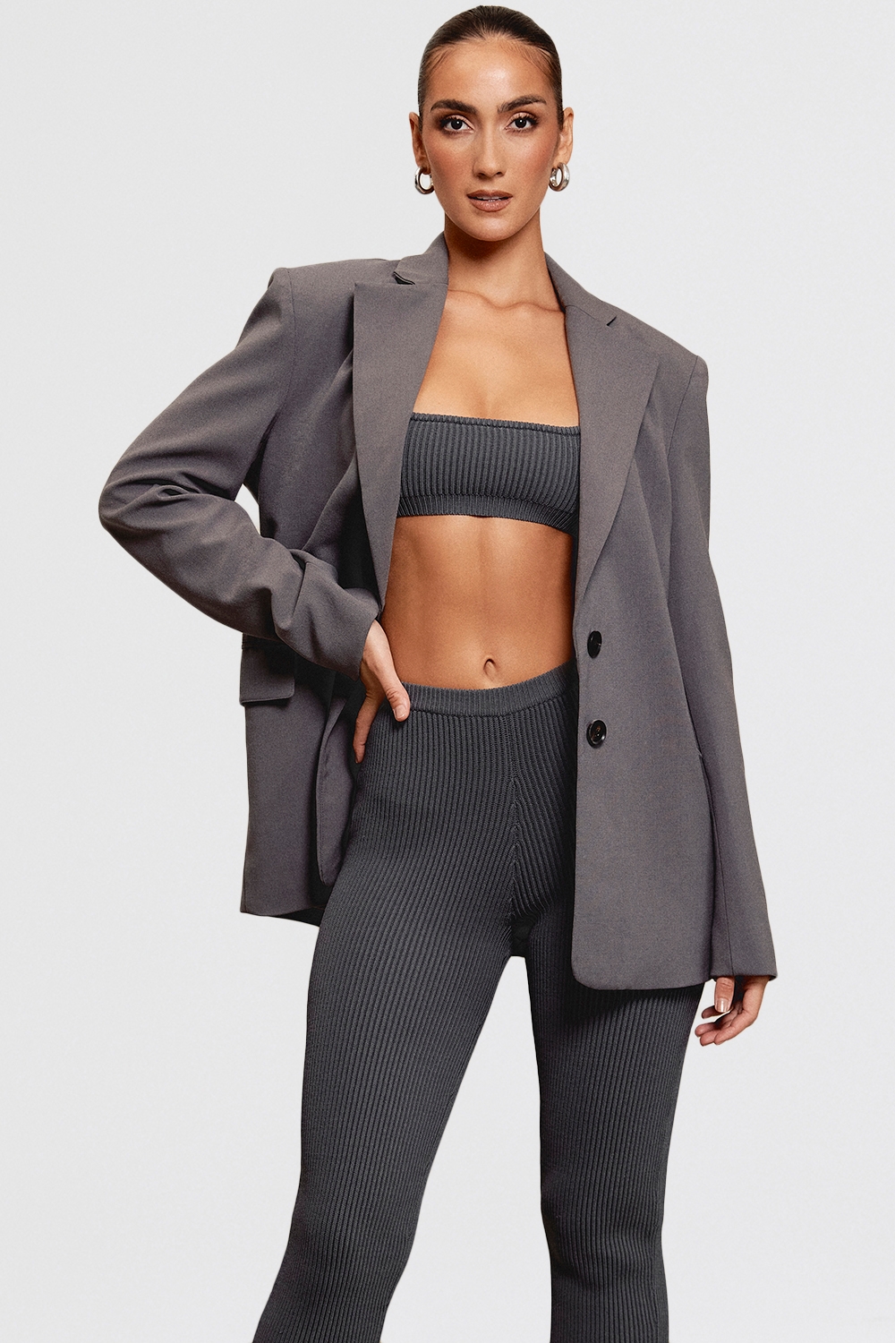 Aline-Dark Grey Oversized Blazer