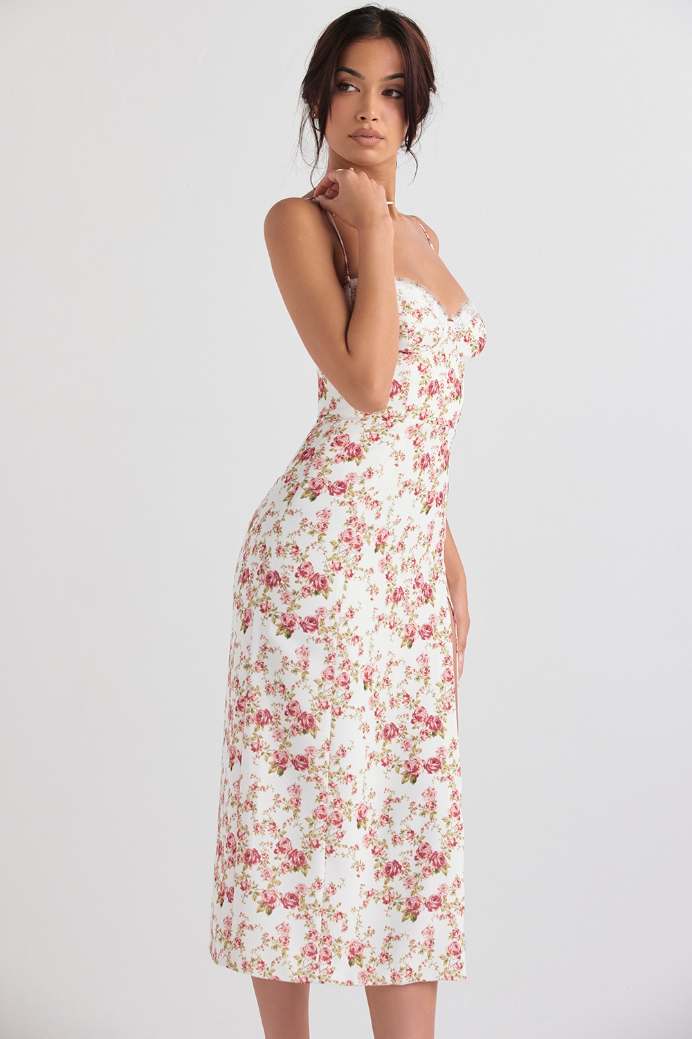 Charlotte-Rose Print Corset Midi Sundress