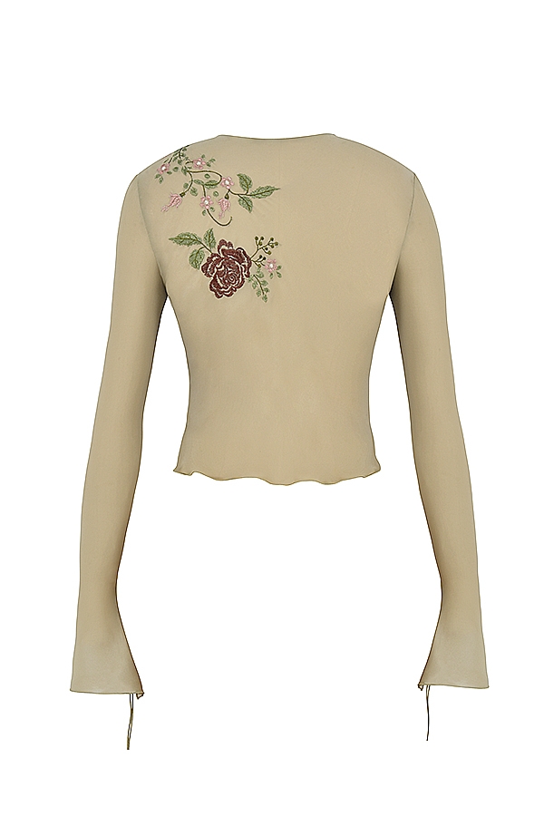 Asra-Artichoke Floral Tie Front Top