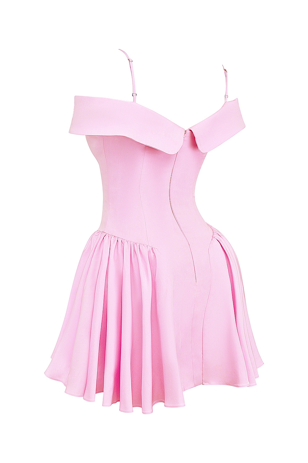 Elida-Cotton Candy Twill Off Shoulder Mini Dress