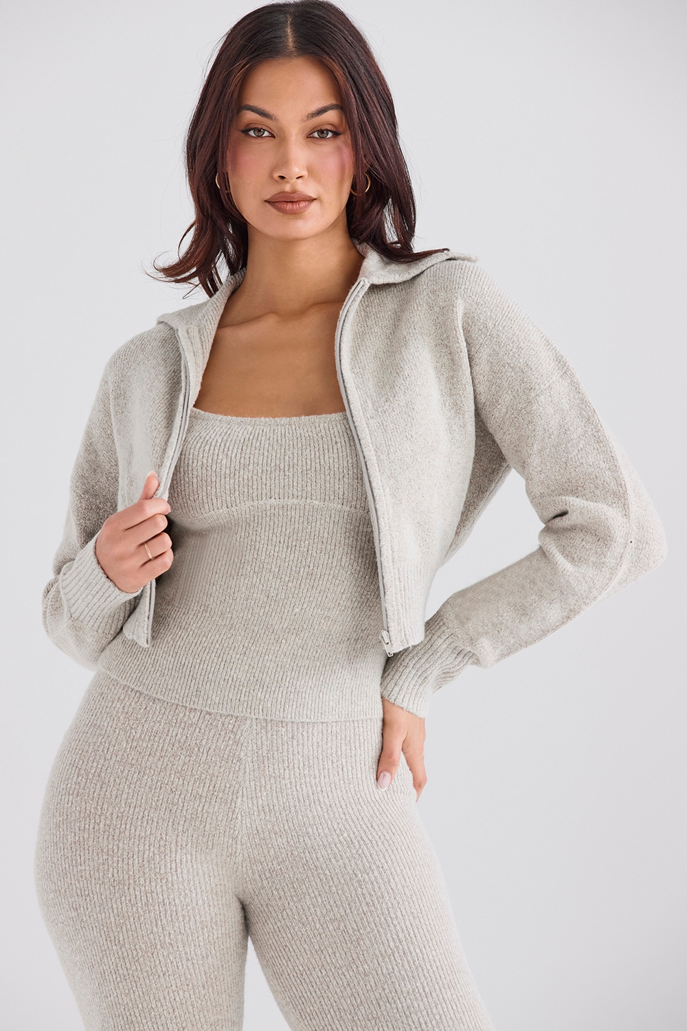 Blaise-Opal Marl Knit Cropped Cardigan - SALE
