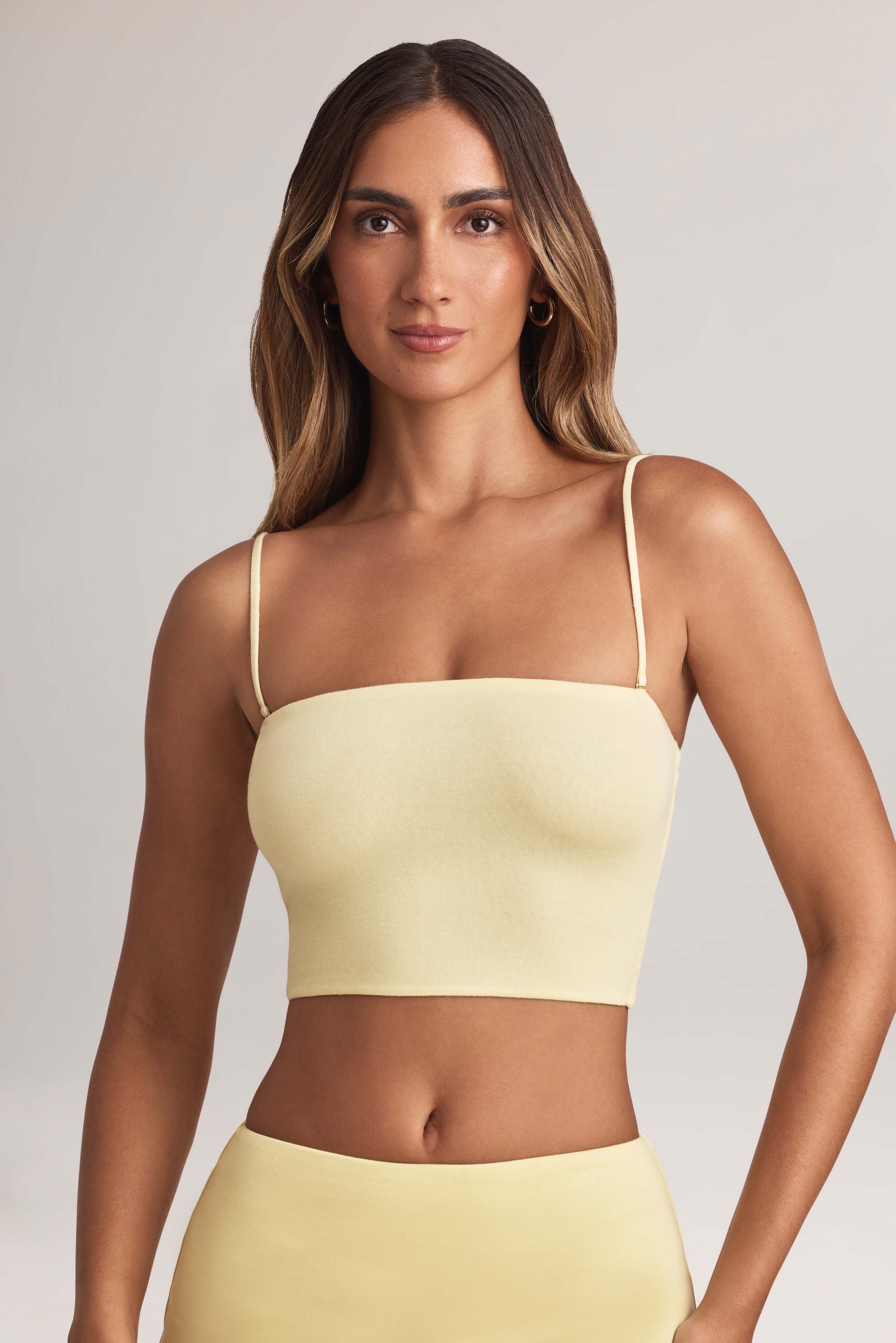 Verna-Modal Strapless Crop Top in Lemon Sherbet