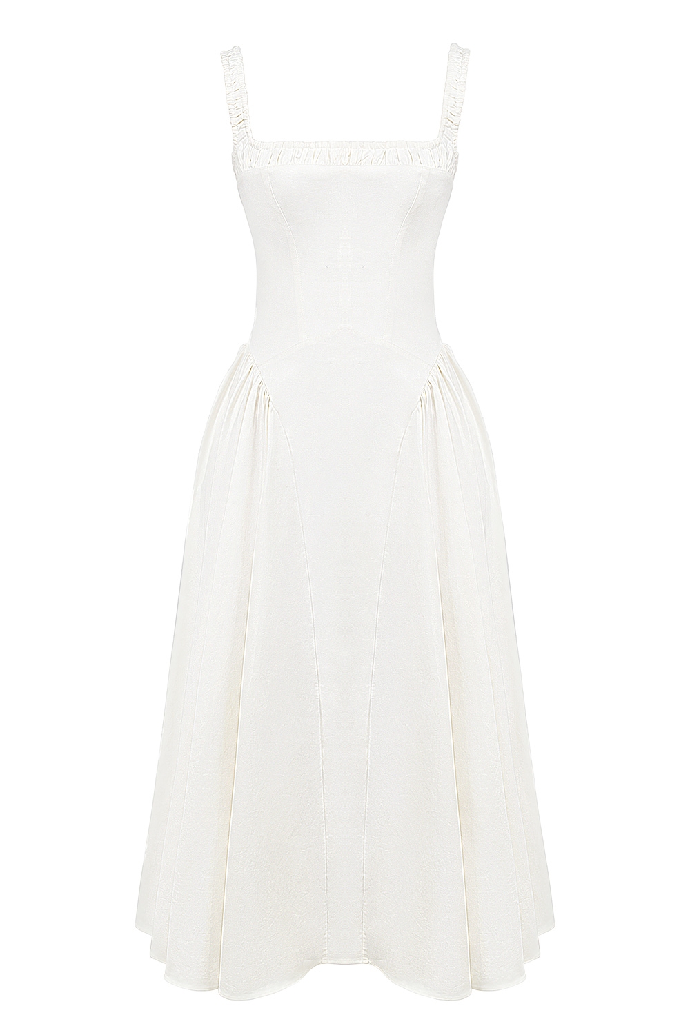 Dorothy-White Cotton Midi Sundress