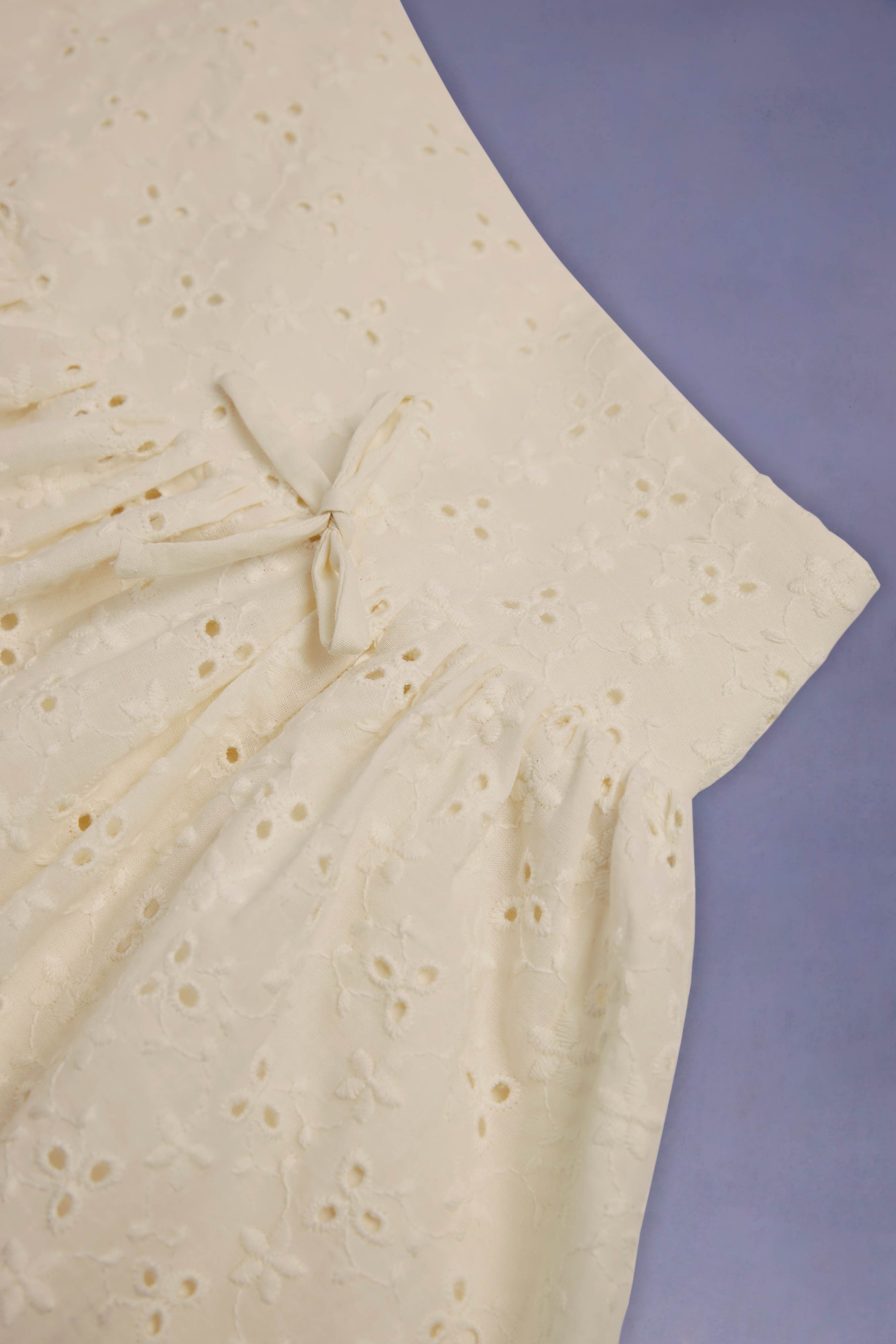 Thia-Bow-Detail Broderie Anglaise Mini Skirt in Ivory