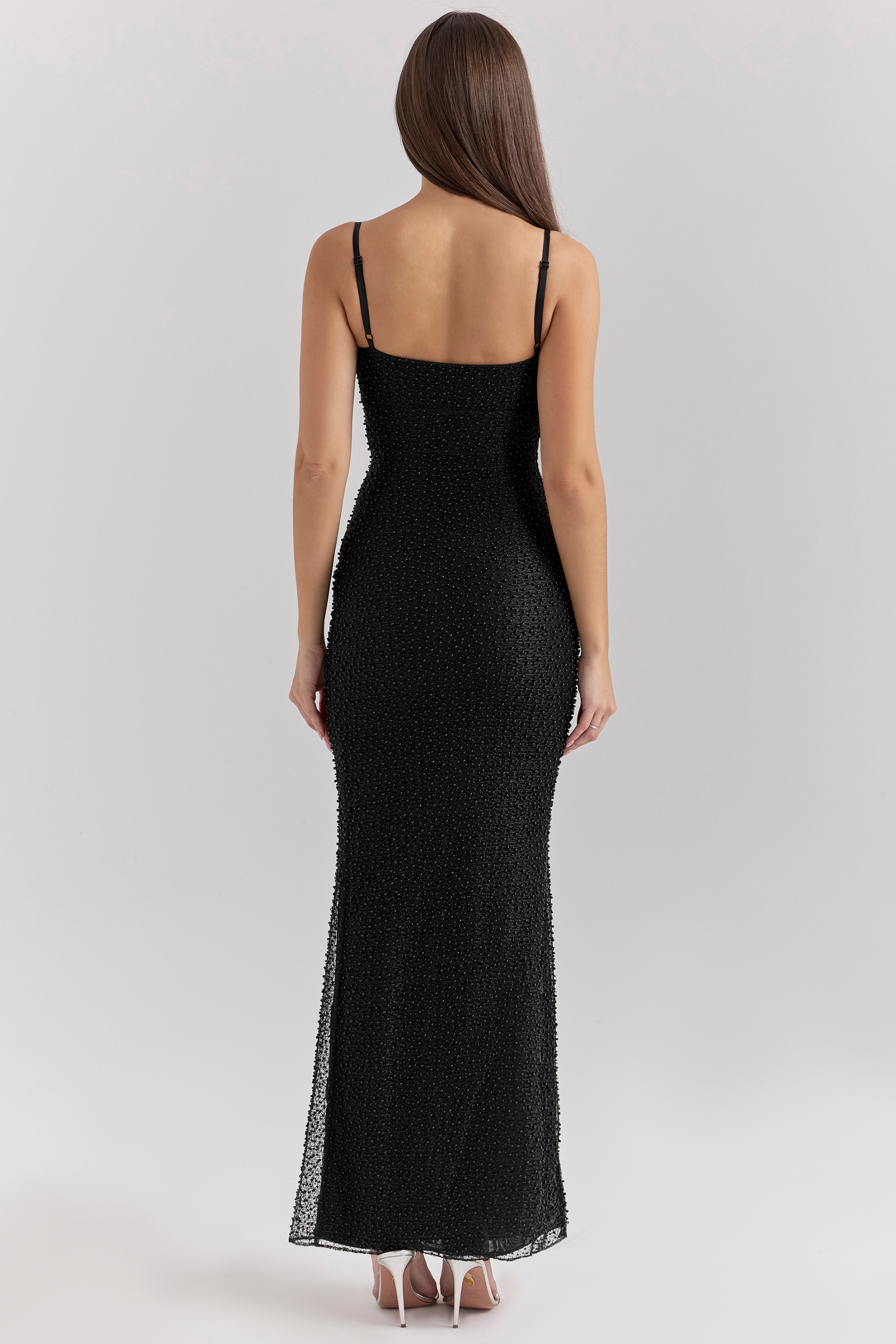 Calla-Black Pearl Embellished Maxi Dress