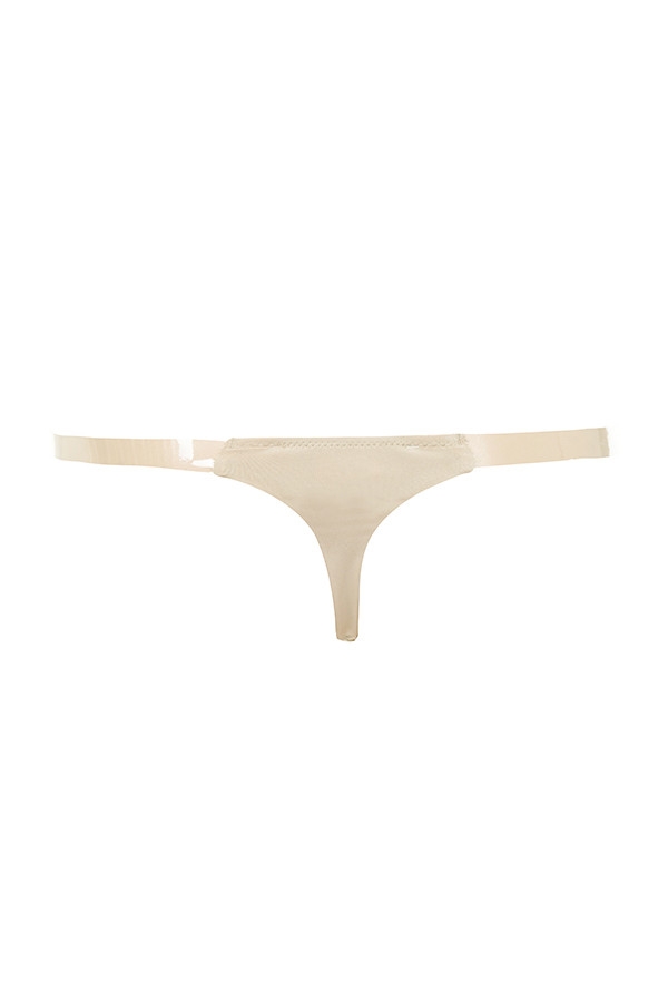 Clear Side- Strap Solution Thong - Beige