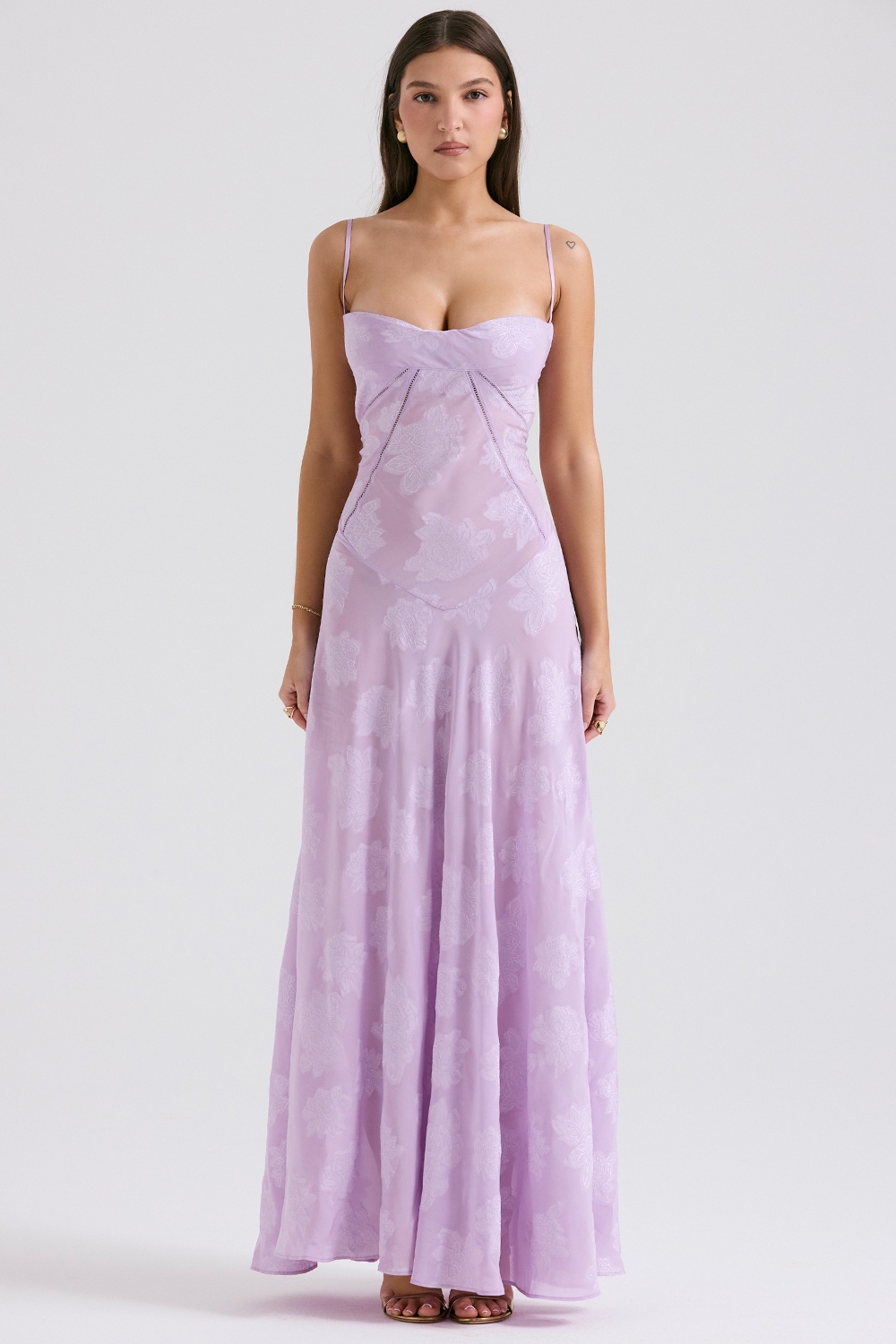 Seren-Orchid Floral Lace Back Maxi Dress