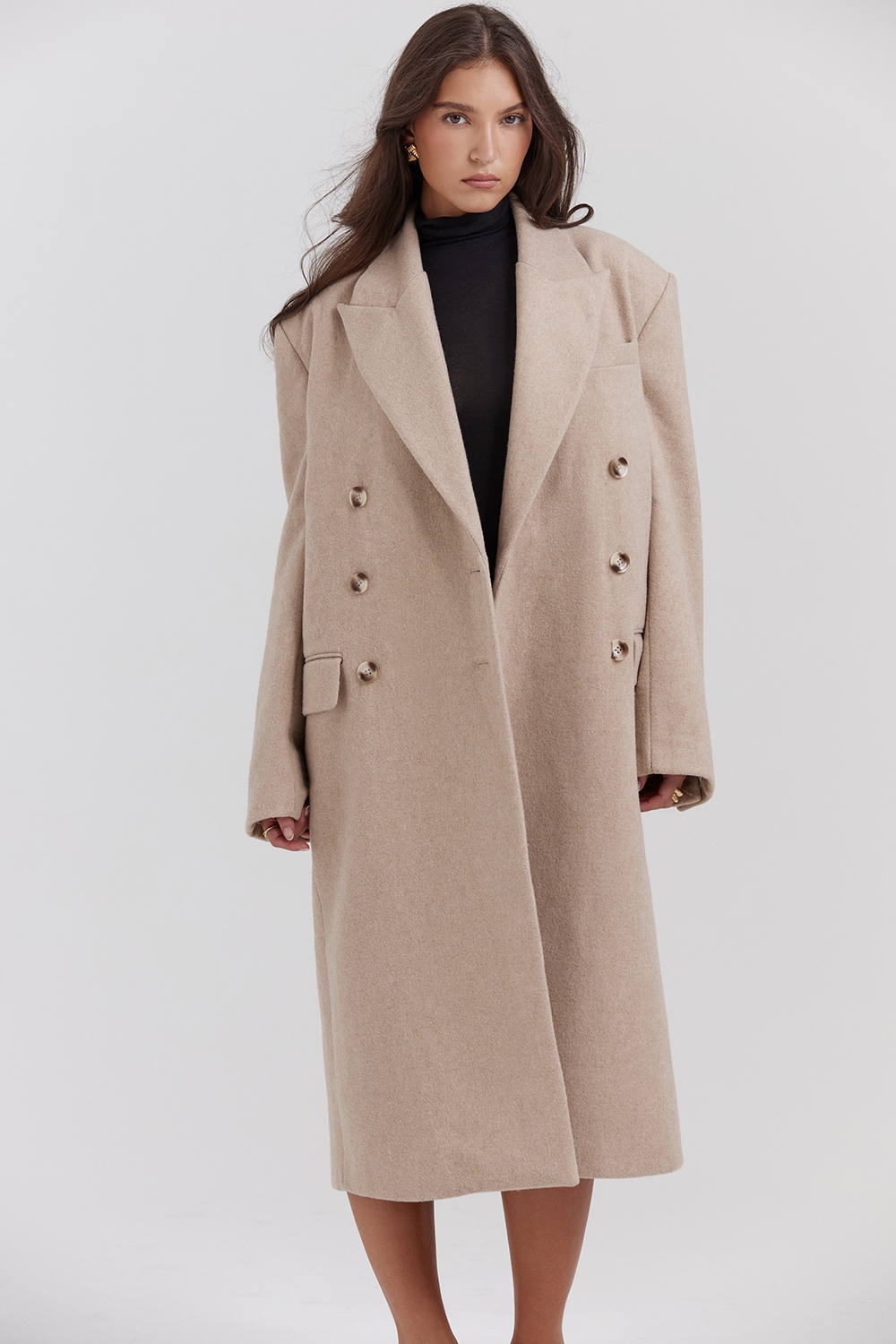 Carter-Oatmeal Double Breasted Coat