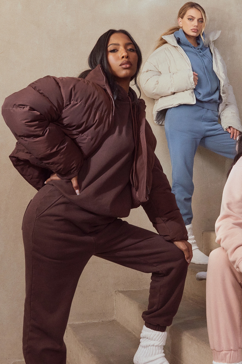 Hero-Chocolate Oversized C Shape Puffer Jacket