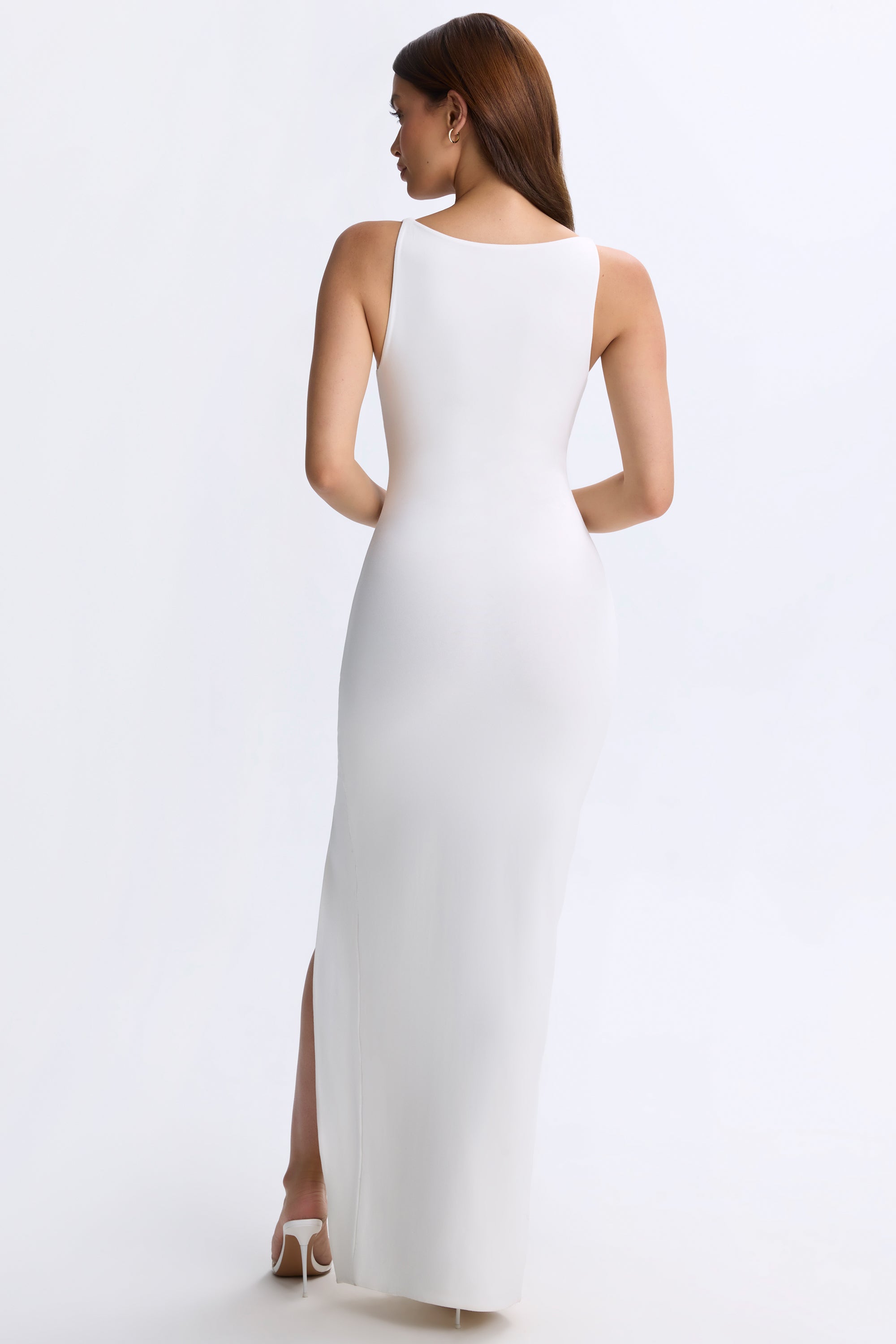 Zora-Plunge Cut-Out Maxi Dress in White