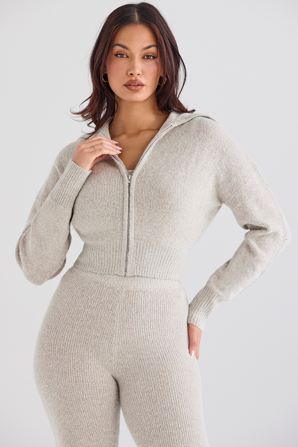 Blaise-Opal Marl Knit Cropped Cardigan - SALE