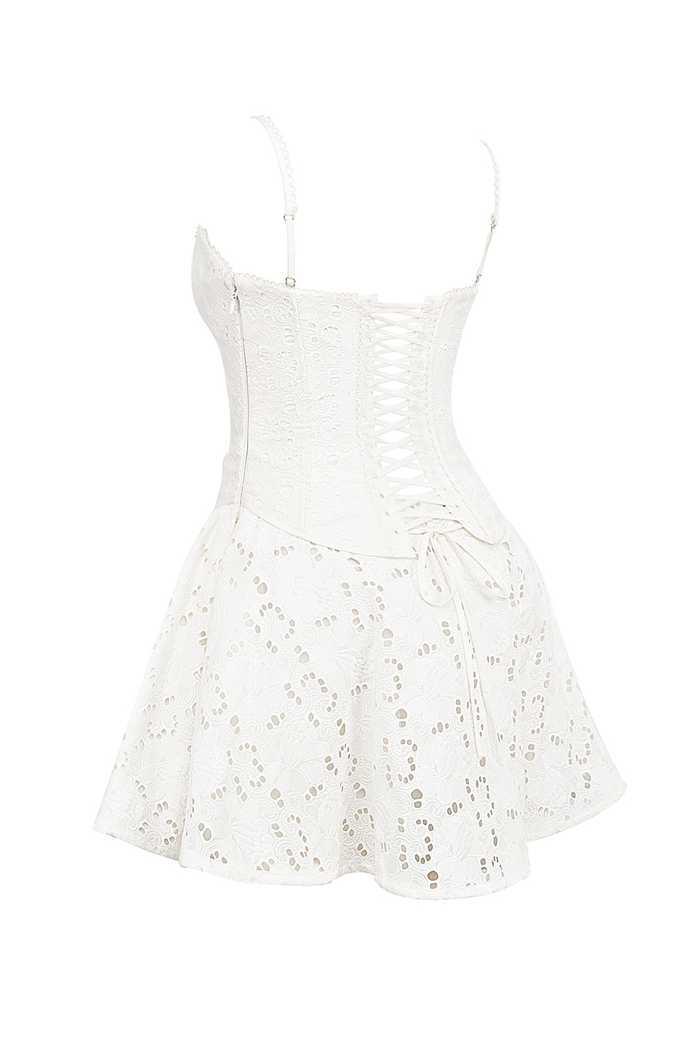 Elara-White Broderie Anglais Mini Dress
