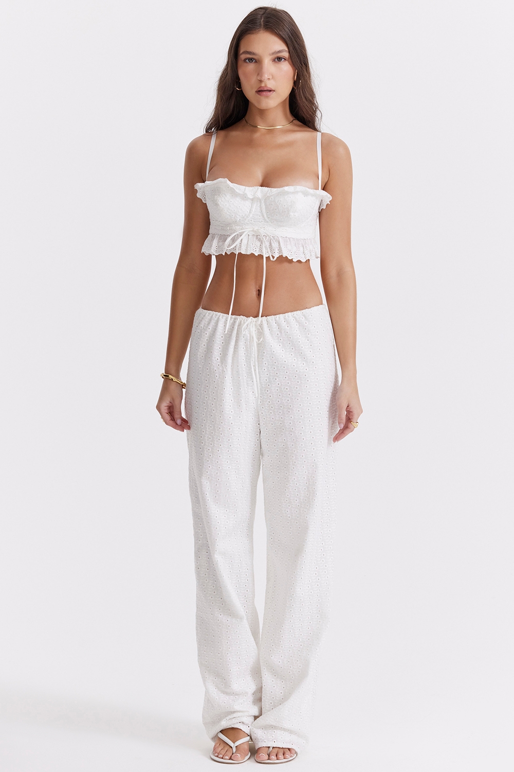 Frankie-White Broderie Anglais Trousers