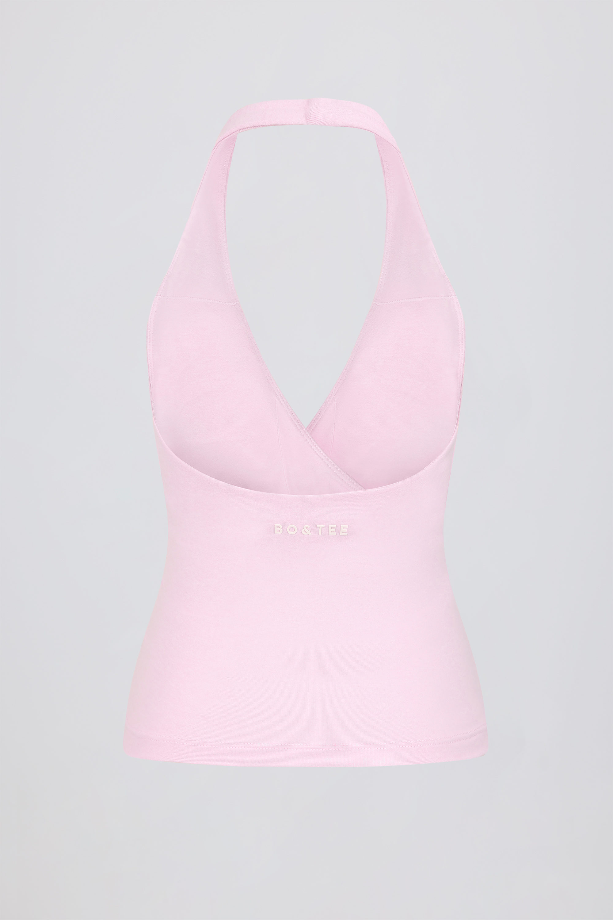 Wrap Halterneck Tank Top in Pale Pink Marl