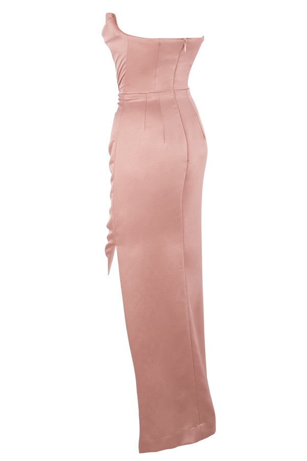 Adrienne-Blush Satin Strapless Gown