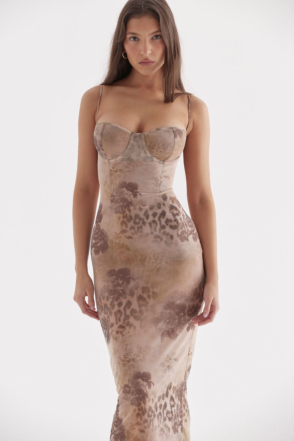 Aiza-Cream Floral Print Maxi Dress