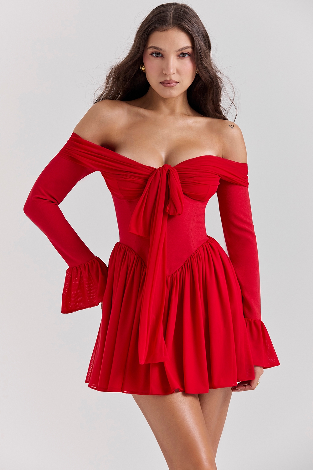 Alana-Scarlet Off Shoulder Dress