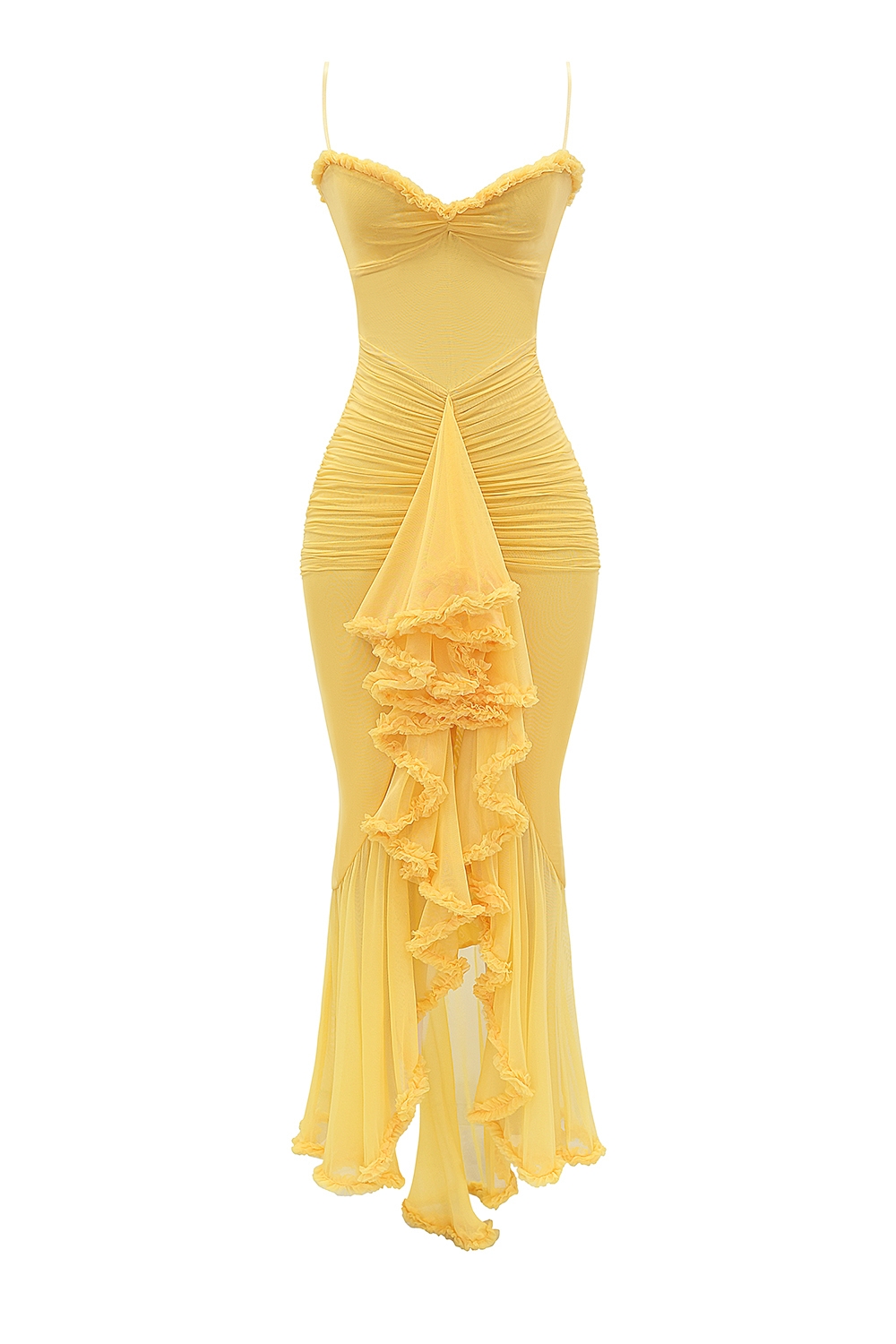 Gabbi-Apricot Ruffled Front Gown