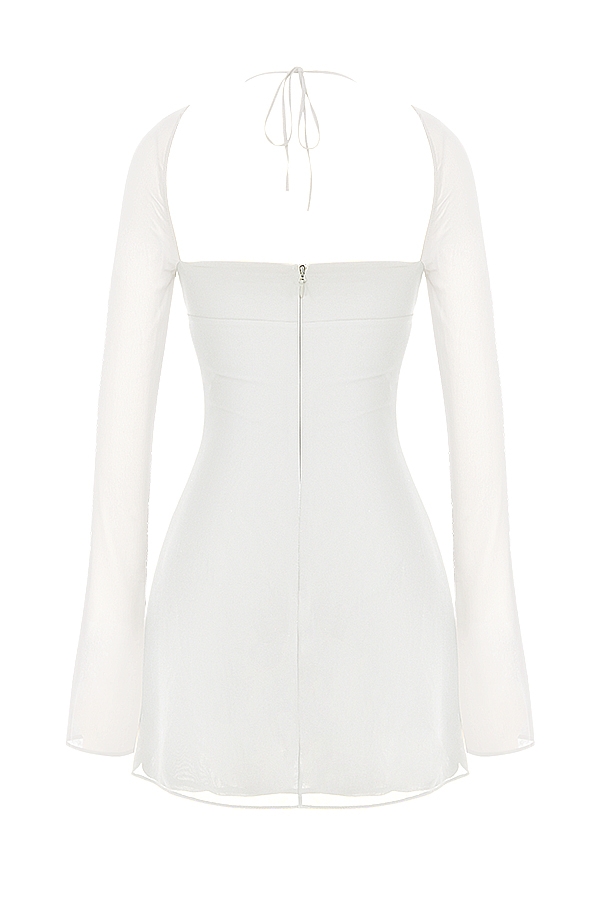 Babydoll-Ivory Chiffon Halter Mini Dress