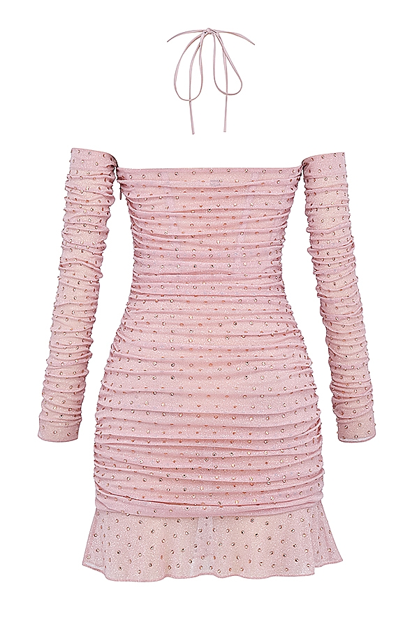 Estella-Soft Pink Crystallised Dress