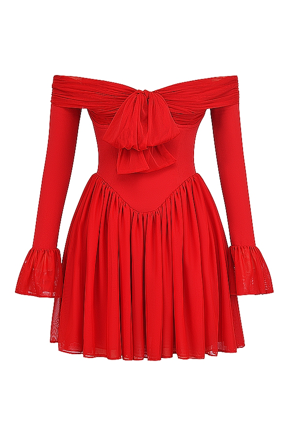 Alana-Scarlet Off Shoulder Dress
