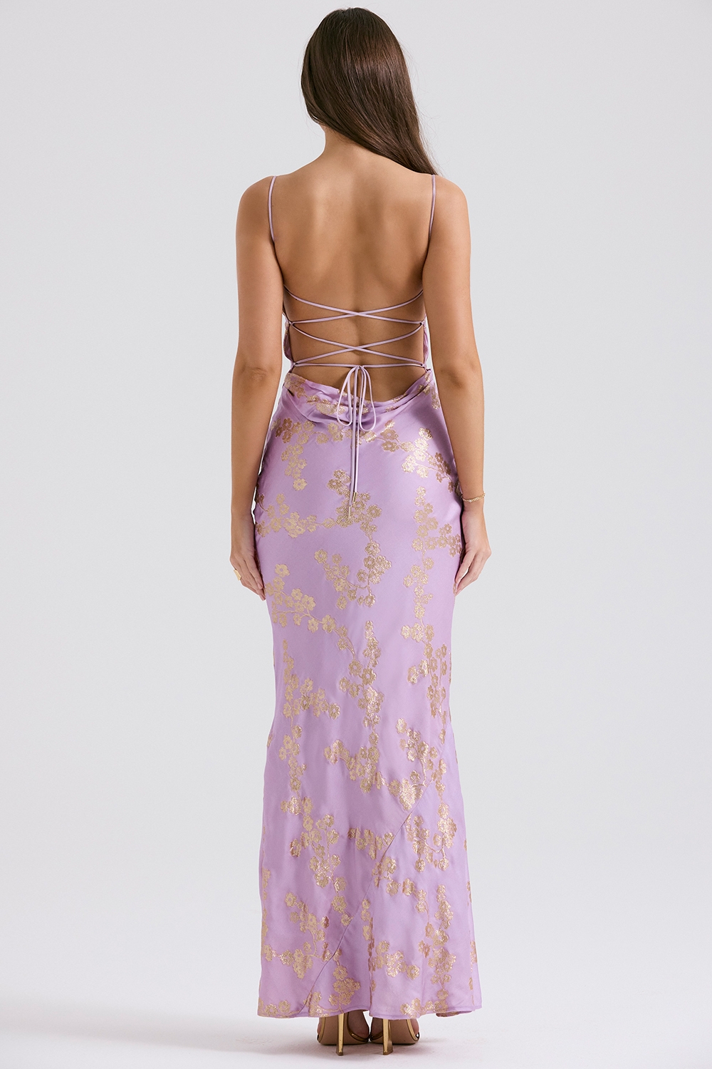 Capriana-Orchid Jacquard Satin Gown