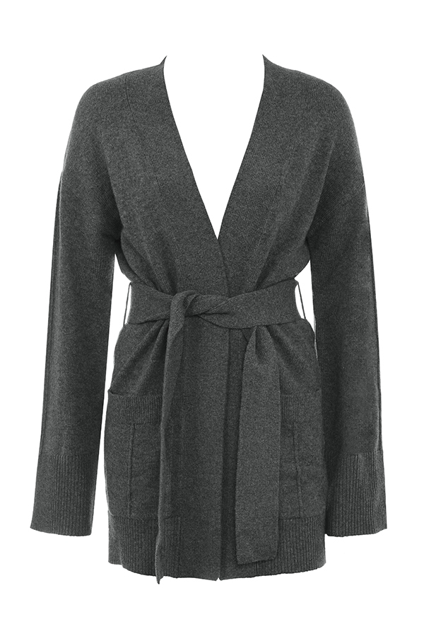 Alaia-Charcoal Cashmere Blend Belted Cardigan - SALE