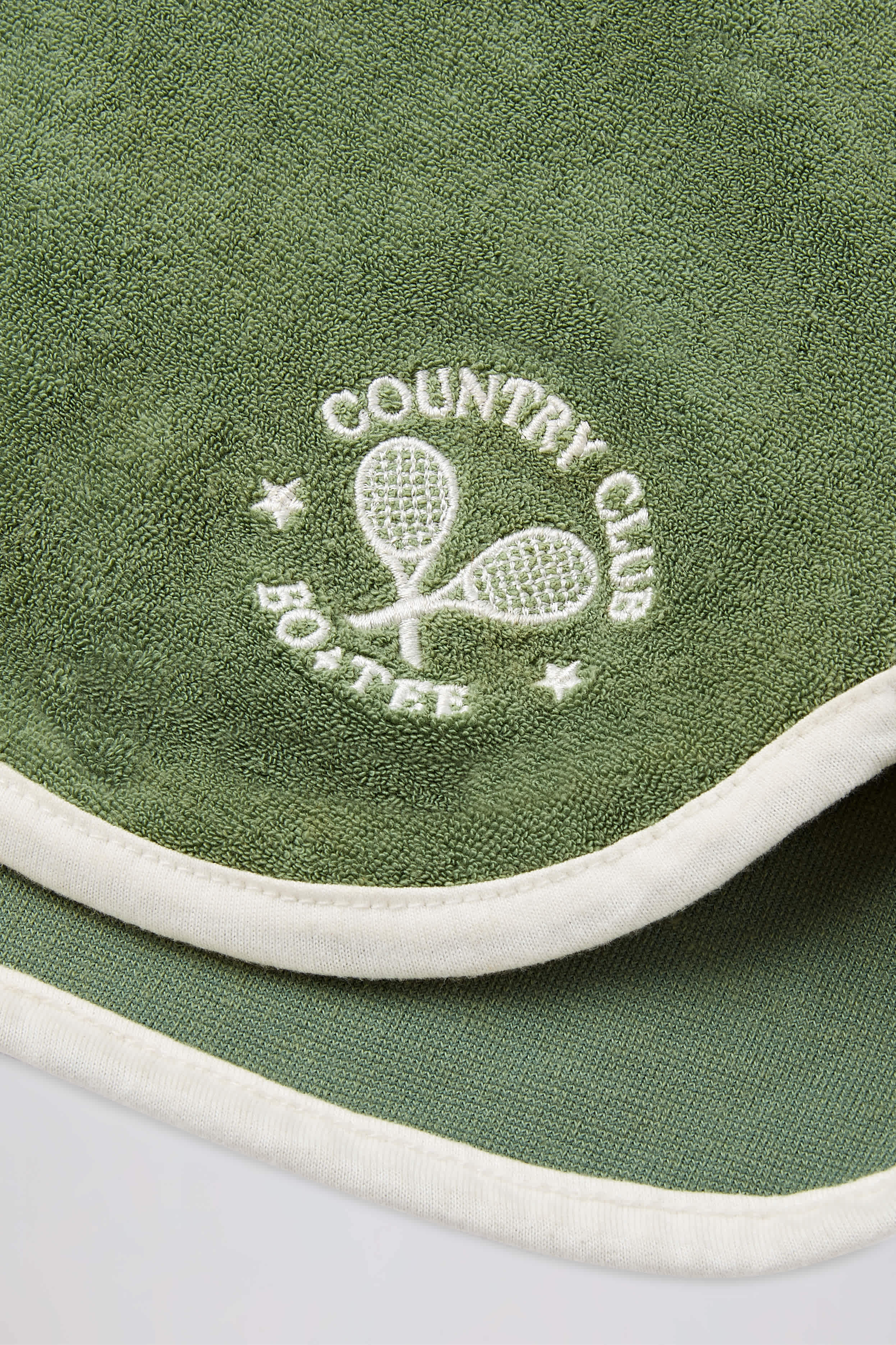 Terry Towelling Mid-Rise Shorts in Green