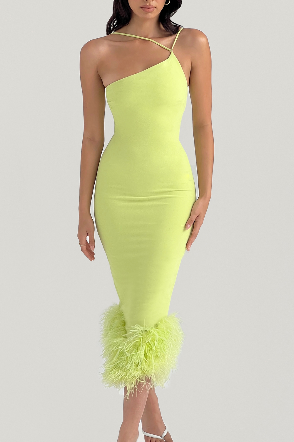 Alessia-Lime Midi Dress