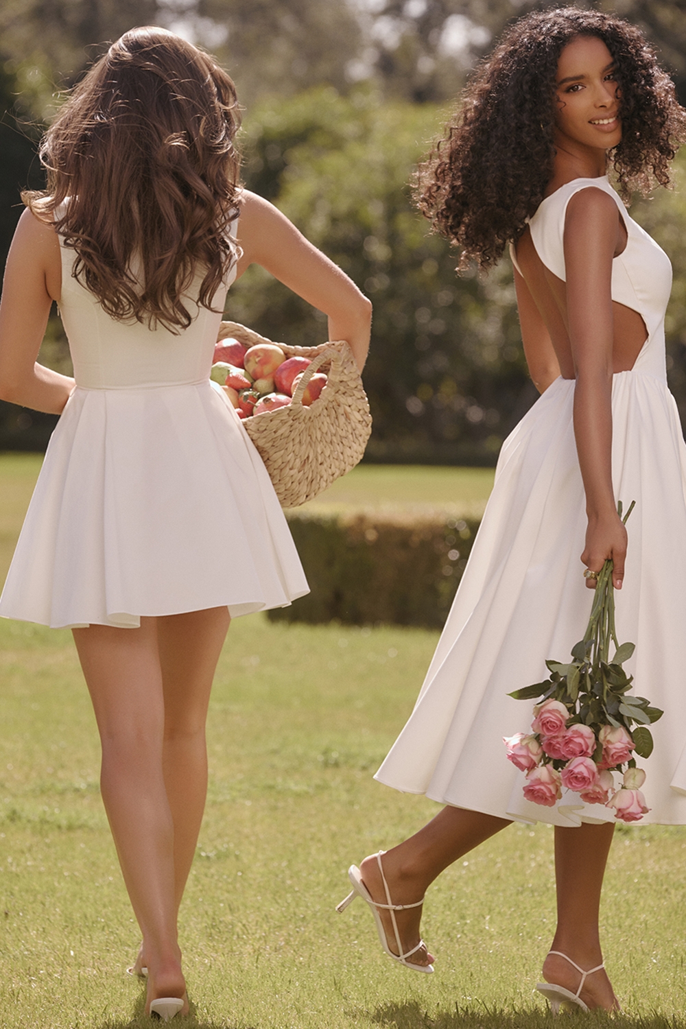 Cindy-White Twill Midi Sundress