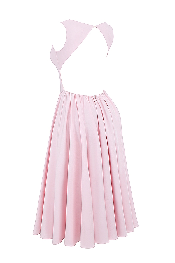 Cindy-Ballerina Pink Twill Midi Sundress