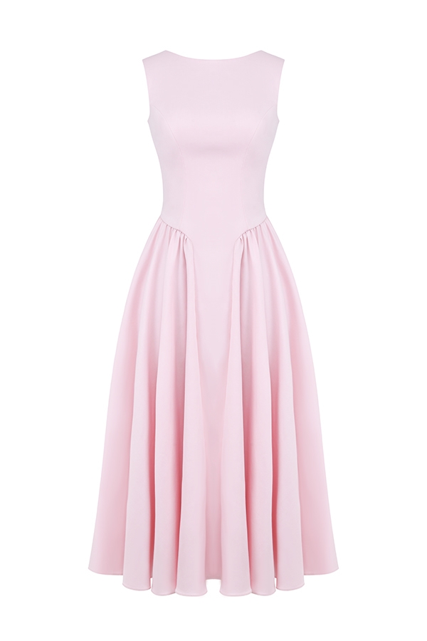 Cindy-Ballerina Pink Twill Midi Sundress