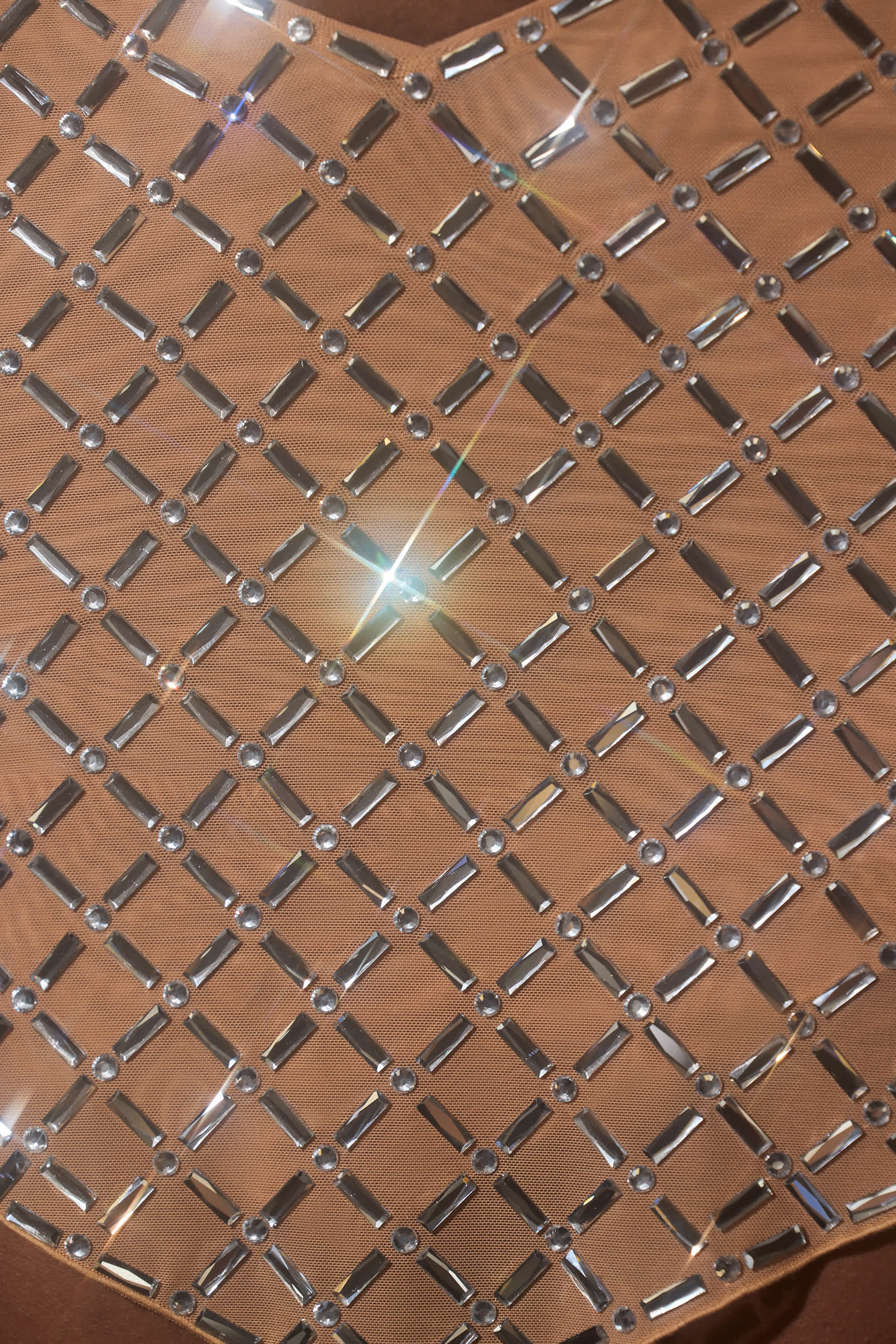 Veah-Embellished Asymmetric Mid-Rise Mini Skirt in Almond