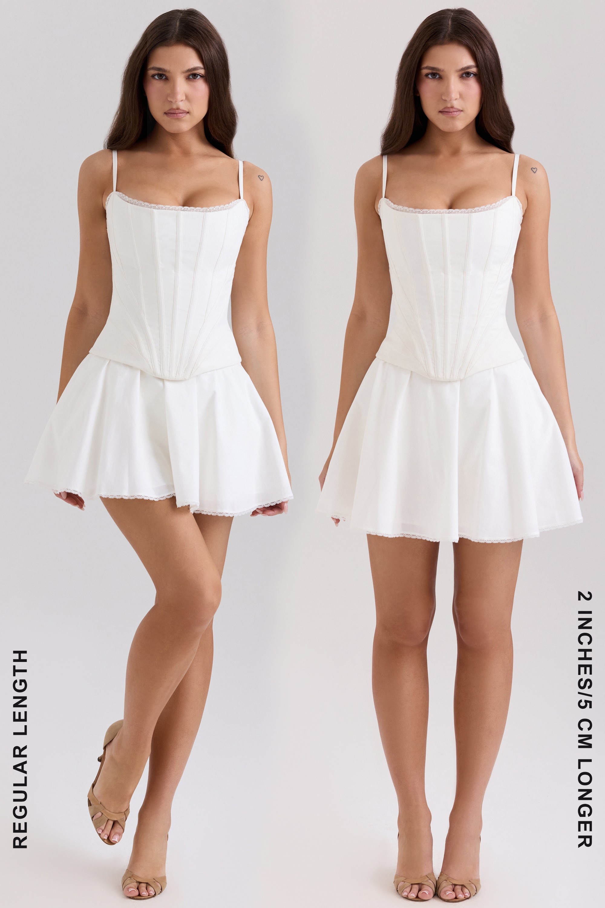 Celia-White Cotton Built-In Bloomer Shorts Mini Skirt