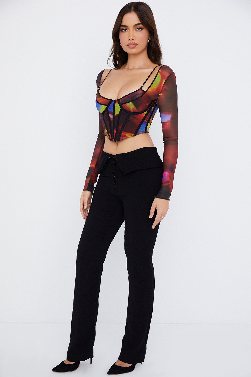 Ava-Black Fold Front Trousers