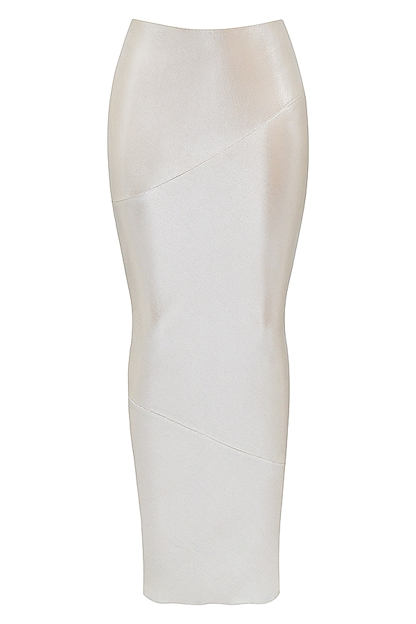 Colette-Shimmer Champagne Midi Skirt