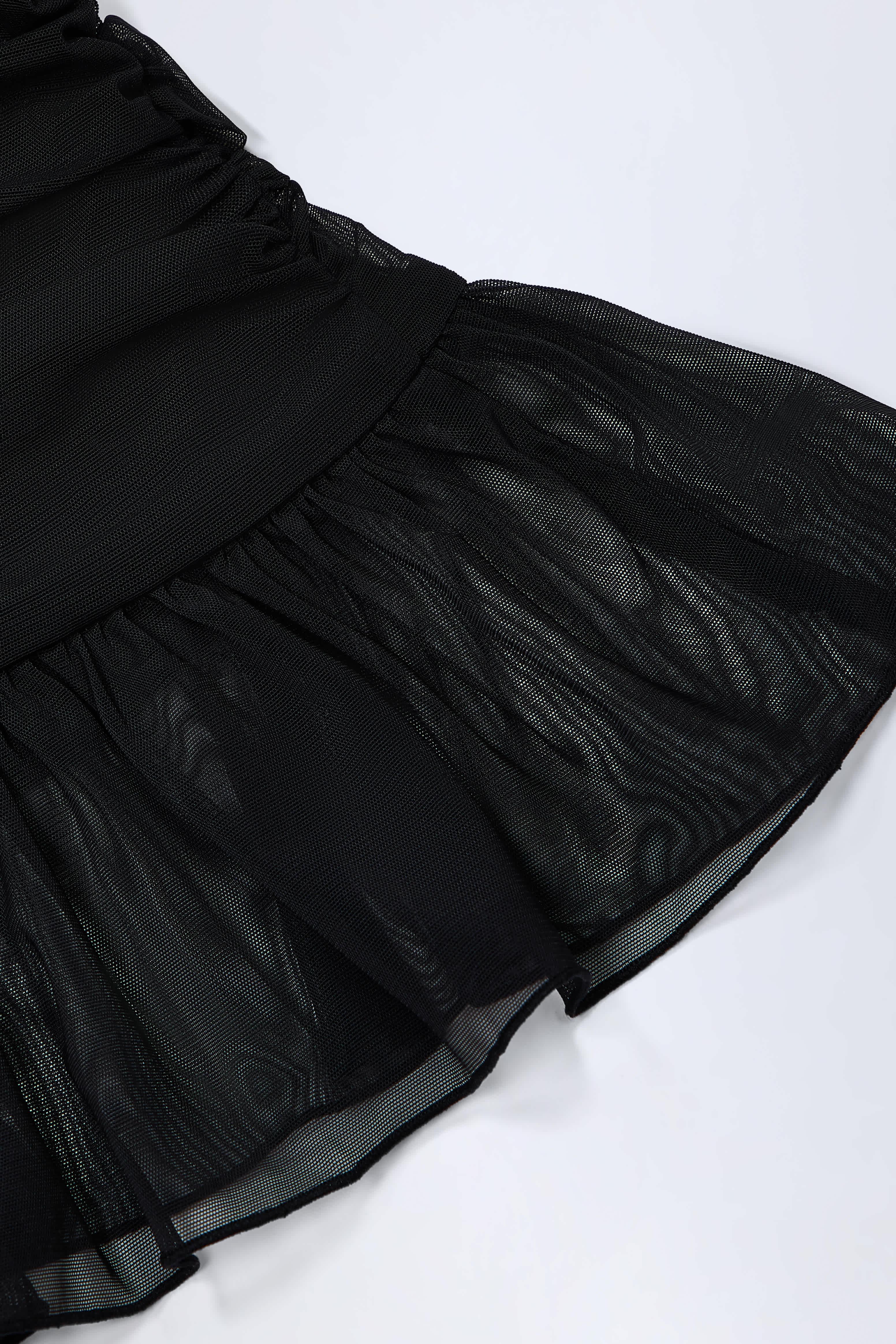 Tobago-Hardware-Detail Ruffled Mid-Rise Mini Skirt in Black