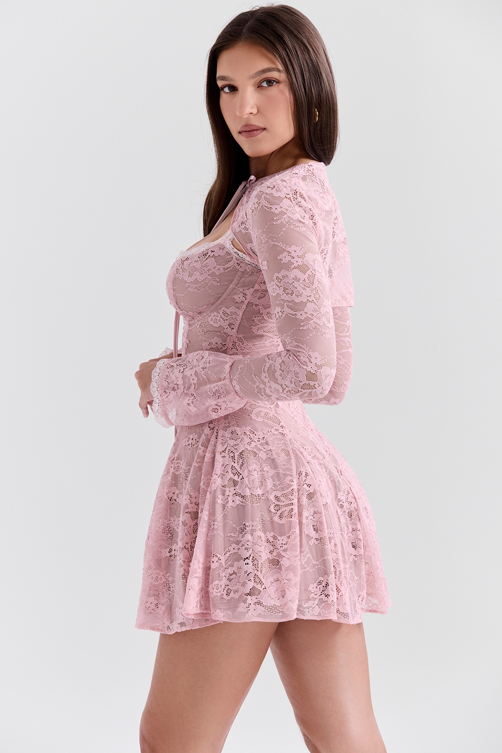 Alice-Perfectly Pink Lace Mini Dress